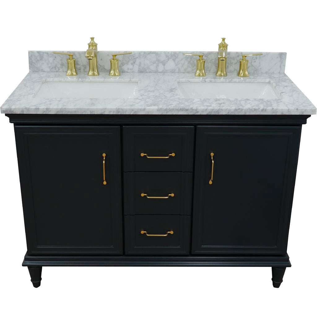Bellaterra Home, Forli 49" Dark Gray Double Vanity, Rectangle Sink, White Carrara Marble#top-options_white-carrara-marble-top