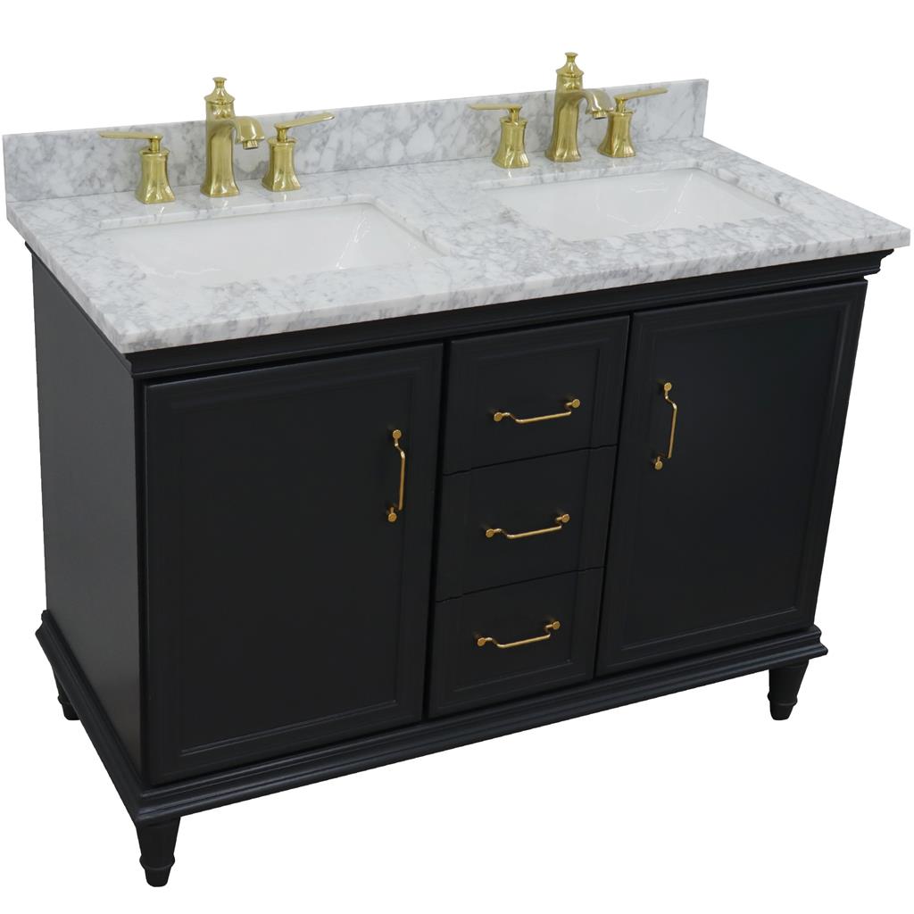 Bellaterra Home, Forli 49" Dark Gray Double Vanity, Rectangle Sink, White Carrara Marble#top-options_white-carrara-marble-top