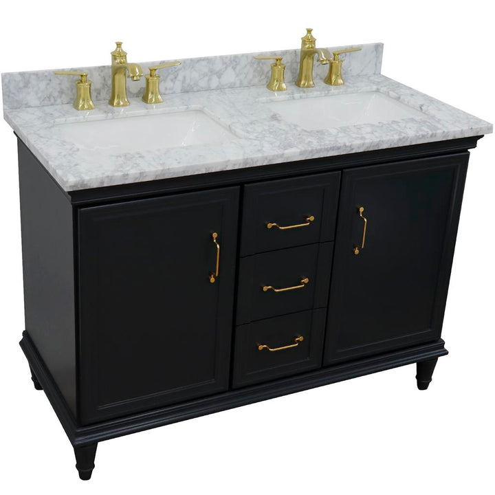 Bellaterra Home, Forli 49" Dark Gray Double Vanity, Rectangle Sink, White Carrara Marble#top-options_white-carrara-marble-top