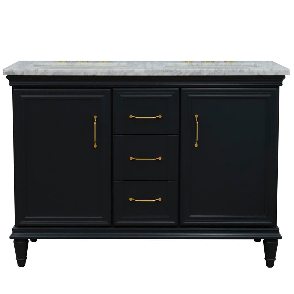 Bellaterra Home, Forli 49" Dark Gray Double Vanity, Rectangle Sink, White Carrara Marble#top-options_white-carrara-marble-top