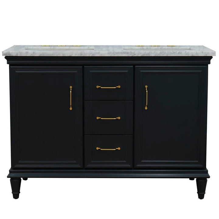 Bellaterra Home, Forli 49" Dark Gray Double Vanity, Rectangle Sink, White Carrara Marble#top-options_white-carrara-marble-top