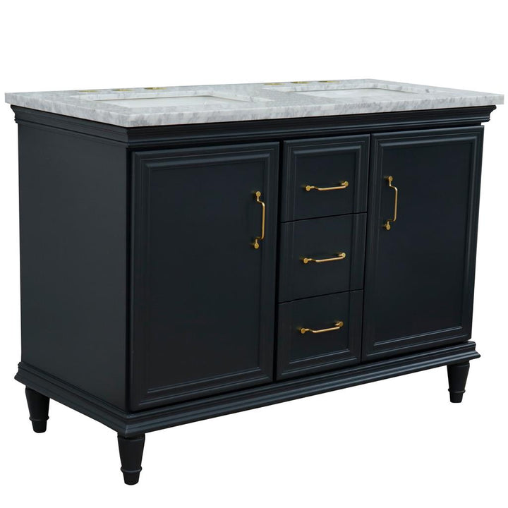 Bellaterra Home, Forli 49" Dark Gray Double Vanity, Rectangle Sink, White Carrara Marble#top-options_white-carrara-marble-top