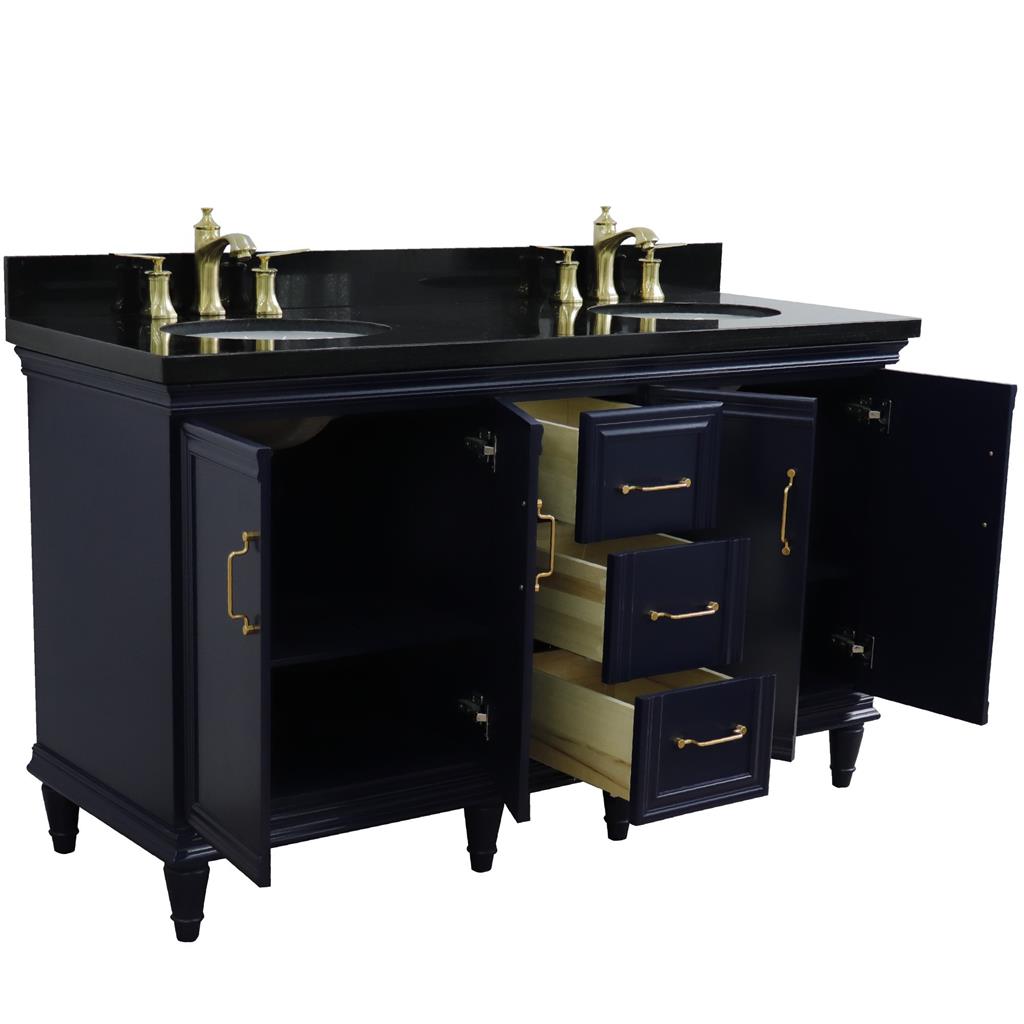 Bellaterra Home, Forli 61" Blue Double Vanity, Oval Sink, Black Galaxy Granite#top-options_black-galaxy-granite-top
