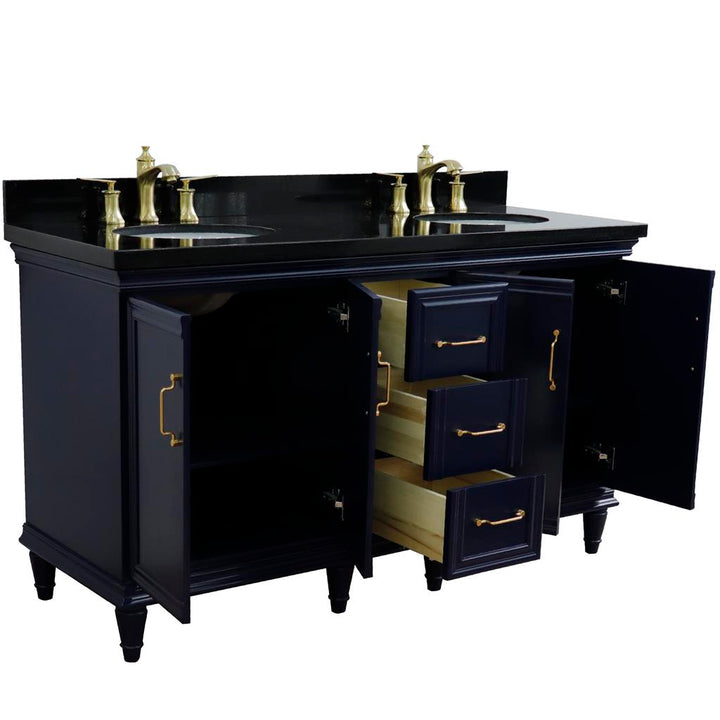 Bellaterra Home, Forli 61" Blue Double Vanity, Oval Sink, Black Galaxy Granite#top-options_black-galaxy-granite-top