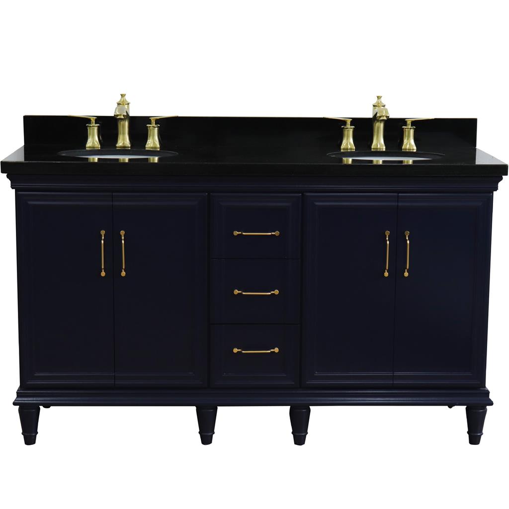 Bellaterra Home, Forli 61" Blue Double Vanity, Oval Sink, Black Galaxy Granite#top-options_black-galaxy-granite-top