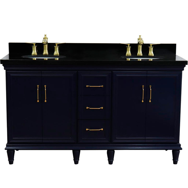 Bellaterra Home, Forli 61" Blue Double Vanity, Oval Sink, Black Galaxy Granite#top-options_black-galaxy-granite-top