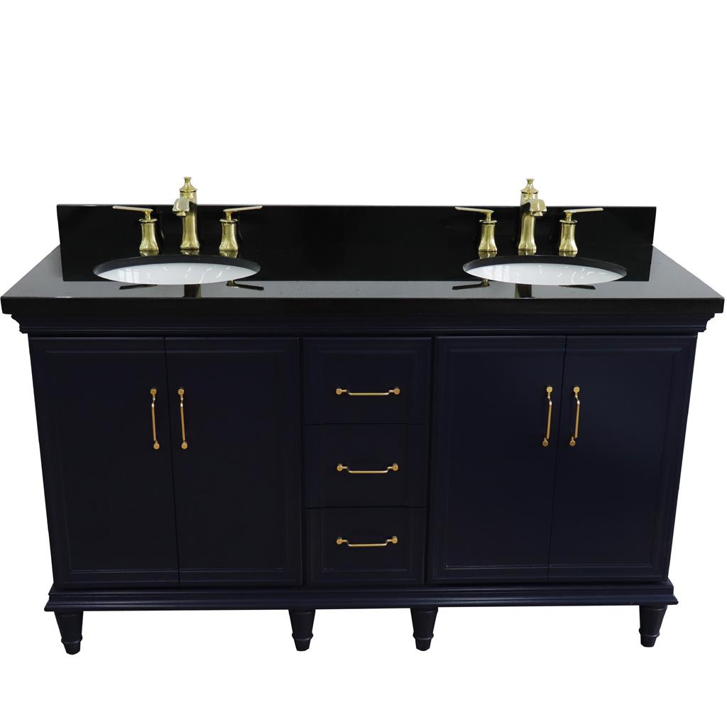 Bellaterra Home, Forli 61" Blue Double Vanity, Oval Sink, Black Galaxy Granite#top-options_black-galaxy-granite-top