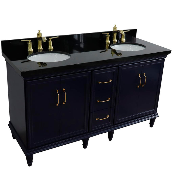 Bellaterra Home, Forli 61" Blue Double Vanity, Oval Sink, Black Galaxy Granite#top-options_black-galaxy-granite-top