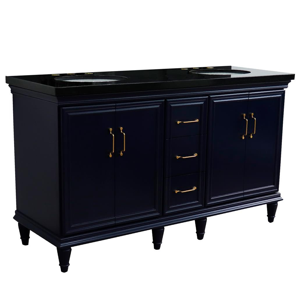 Bellaterra Home, Forli 61" Blue Double Vanity, Oval Sink, Black Galaxy Granite#top-options_black-galaxy-granite-top