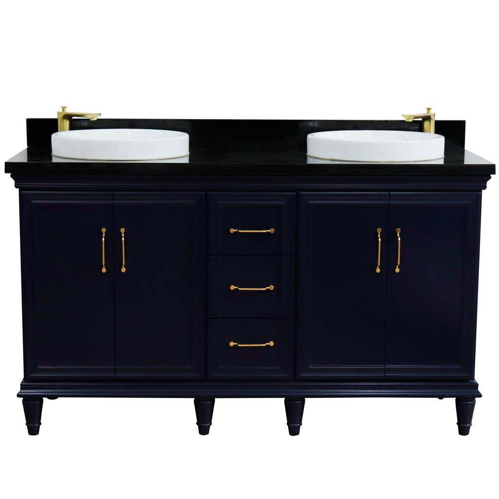 Bellaterra Home, Forli 61" Blue Double Vanity, Round Sink, Black Galaxy Granite#top-options_black-galaxy-granite-top