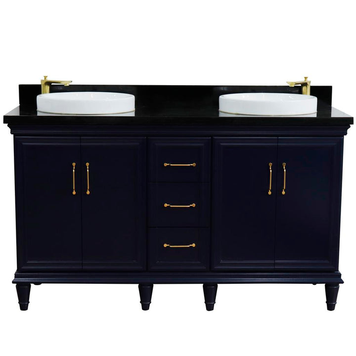 Bellaterra Home, Forli 61" Blue Double Vanity, Round Sink, Black Galaxy Granite#top-options_black-galaxy-granite-top