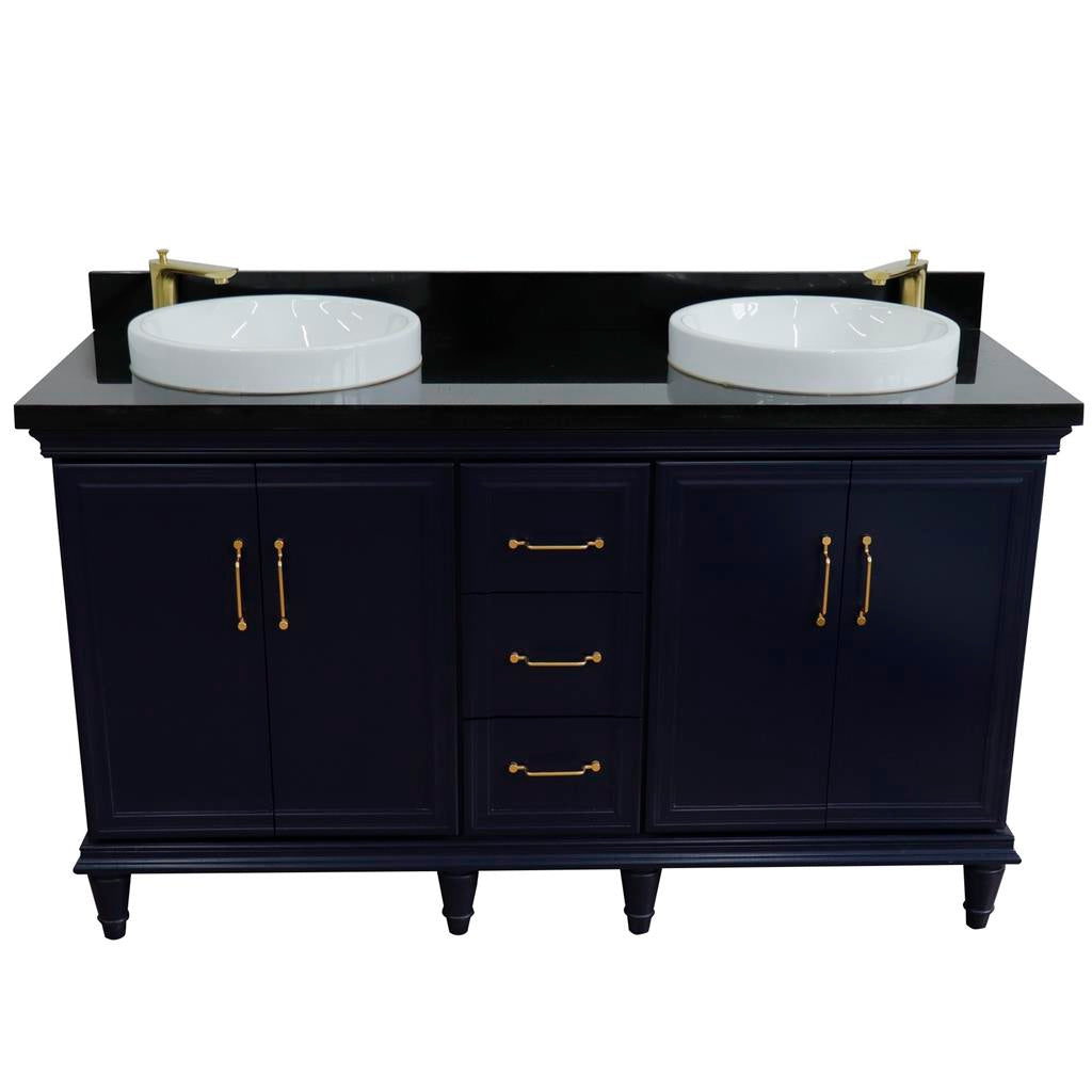 Bellaterra Home, Forli 61" Blue Double Vanity, Round Sink, Black Galaxy Granite#top-options_black-galaxy-granite-top