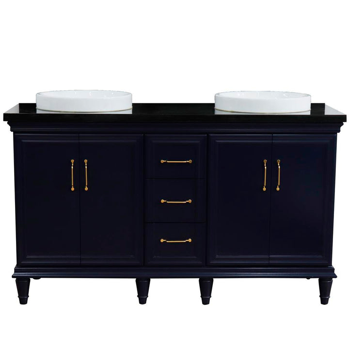 Bellaterra Home, Forli 61" Blue Double Vanity, Round Sink, Black Galaxy Granite#top-options_black-galaxy-granite-top