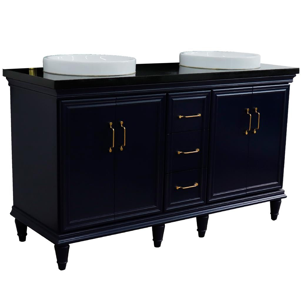 Bellaterra Home, Forli 61" Blue Double Vanity, Round Sink, Black Galaxy Granite#top-options_black-galaxy-granite-top