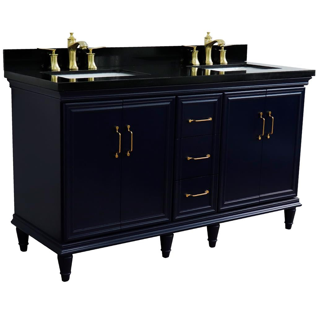 Bellaterra Home, Forli 61" Blue Double Vanity, Rectangle Sink, Black Galaxy Granite#top-options_black-galaxy-granite-top