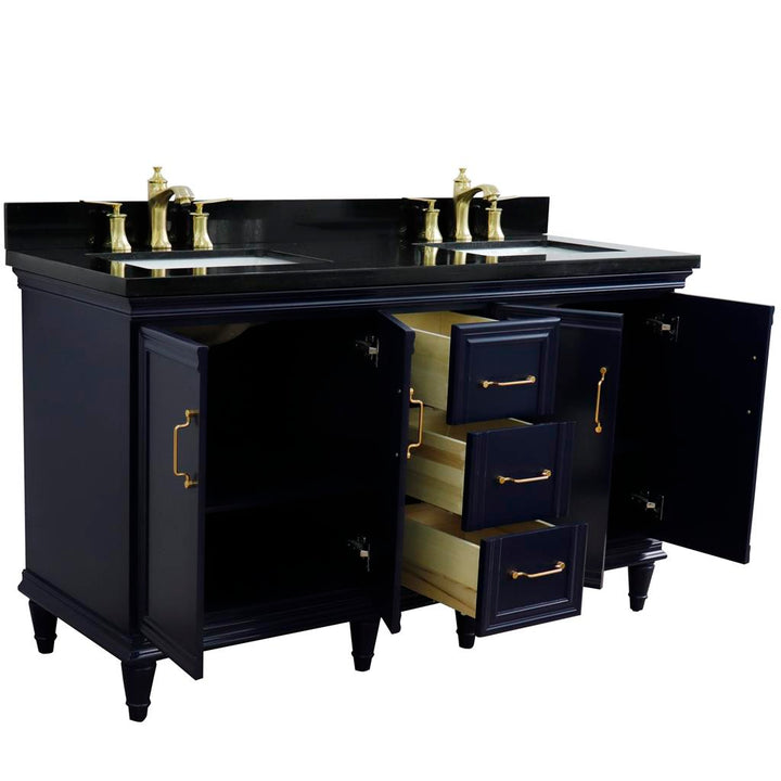 Bellaterra Home, Forli 61" Blue Double Vanity, Rectangle Sink, Black Galaxy Granite#top-options_black-galaxy-granite-top