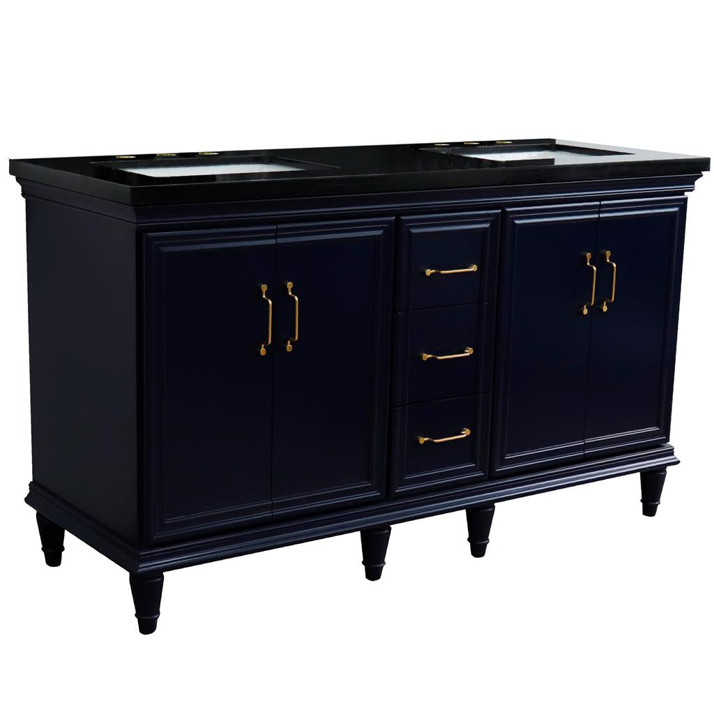 Bellaterra Home, Forli 61" Blue Double Vanity, Rectangle Sink, Black Galaxy Granite#top-options_black-galaxy-granite-top