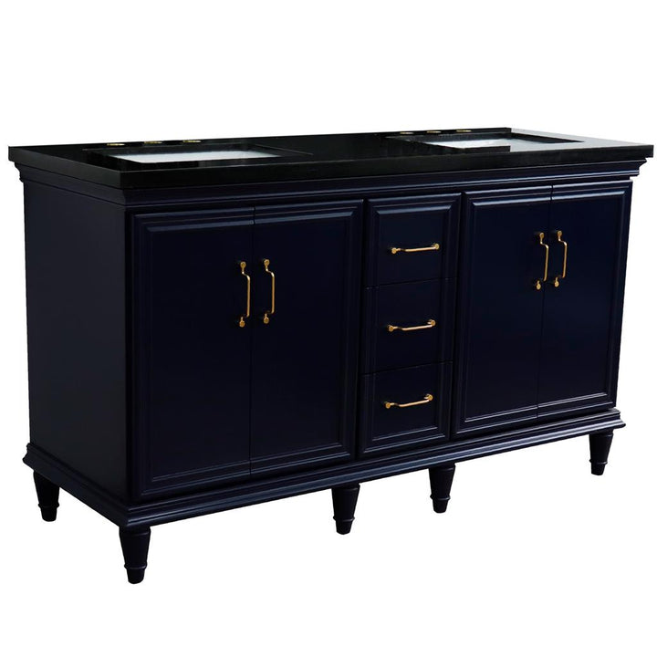 Bellaterra Home, Forli 61" Blue Double Vanity, Rectangle Sink, Black Galaxy Granite#top-options_black-galaxy-granite-top