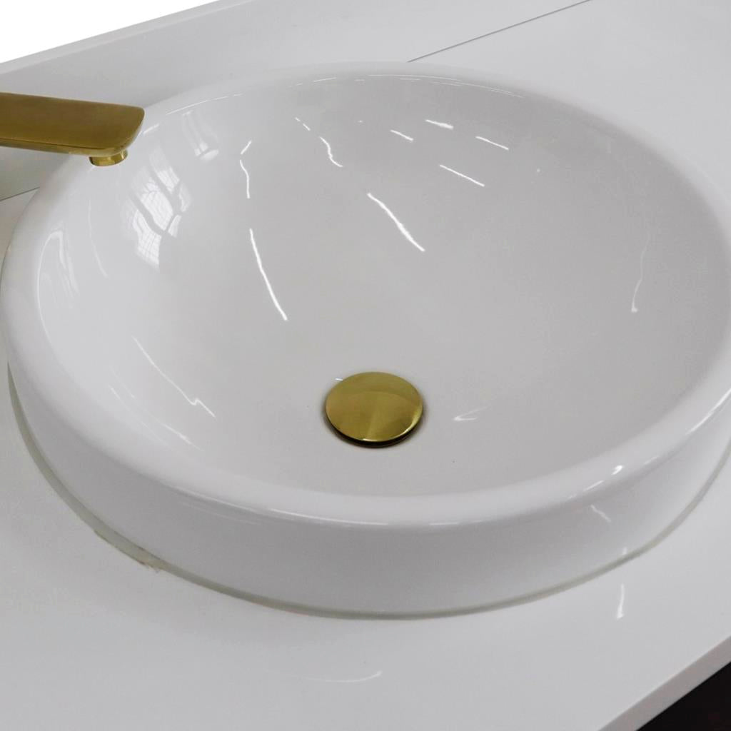 Bellaterra Home, Forli 61" Blue Double Vanity, Round Sink, White Quartz#top-options_white-quartz-top