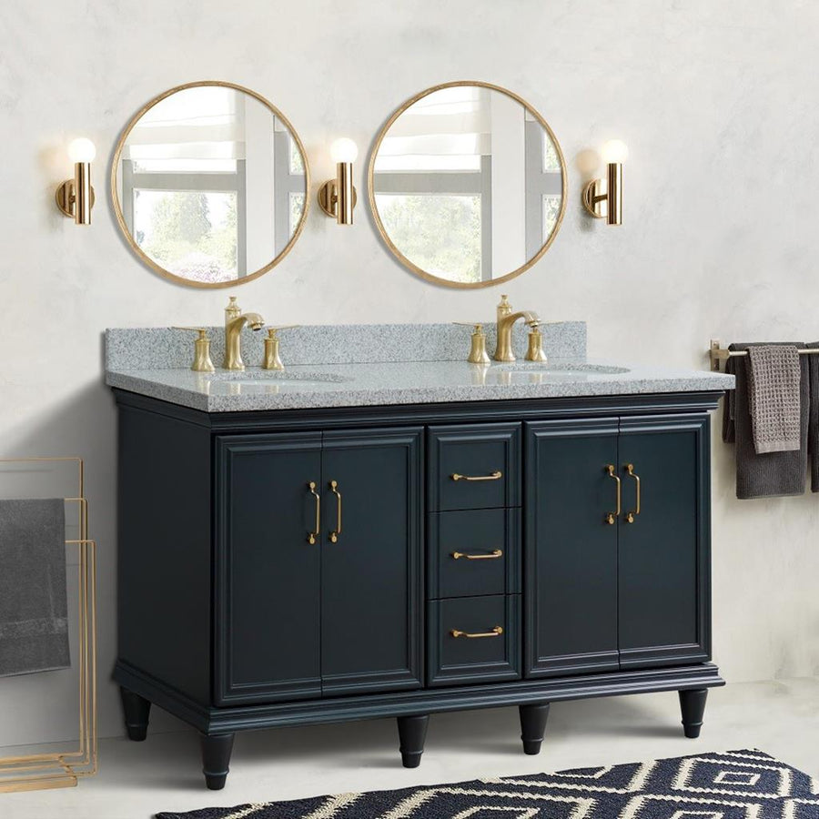 Bellaterra Home, Forli 61" Dark Gray Double Vanity, Oval Sink, Gray Granite#top-options_gray-granite-top