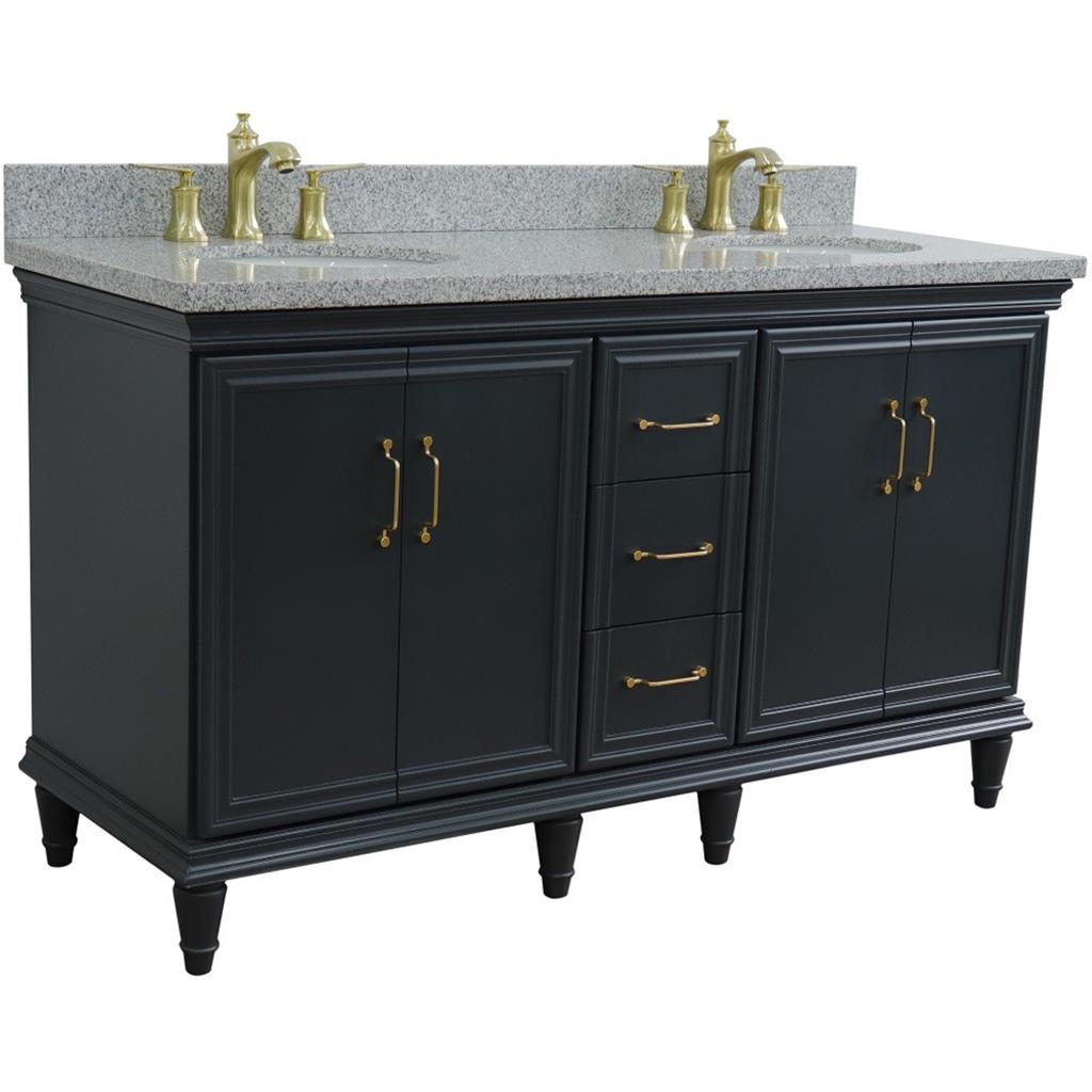 Bellaterra Home, Forli 61" Dark Gray Double Vanity, Oval Sink, Gray Granite#top-options_gray-granite-top