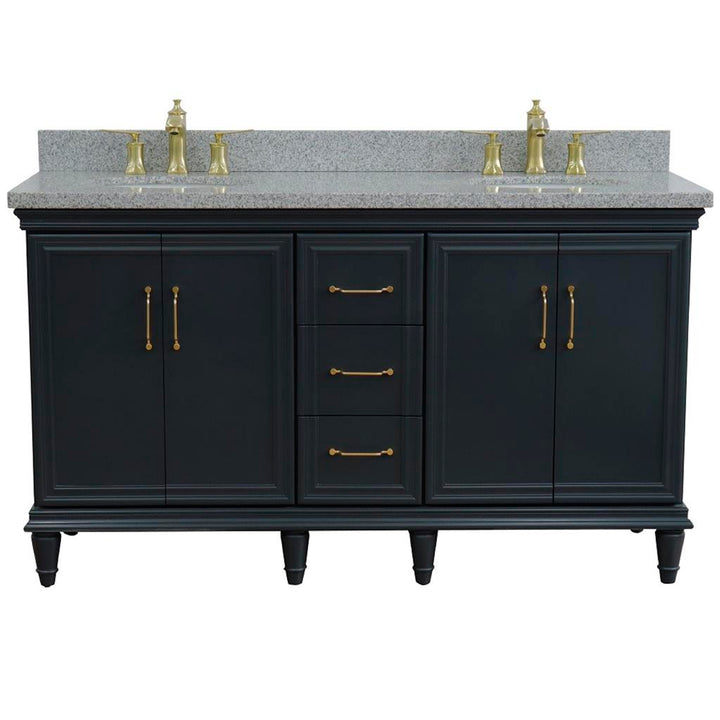 Bellaterra Home, Forli 61" Dark Gray Double Vanity, Oval Sink, Gray Granite#top-options_gray-granite-top