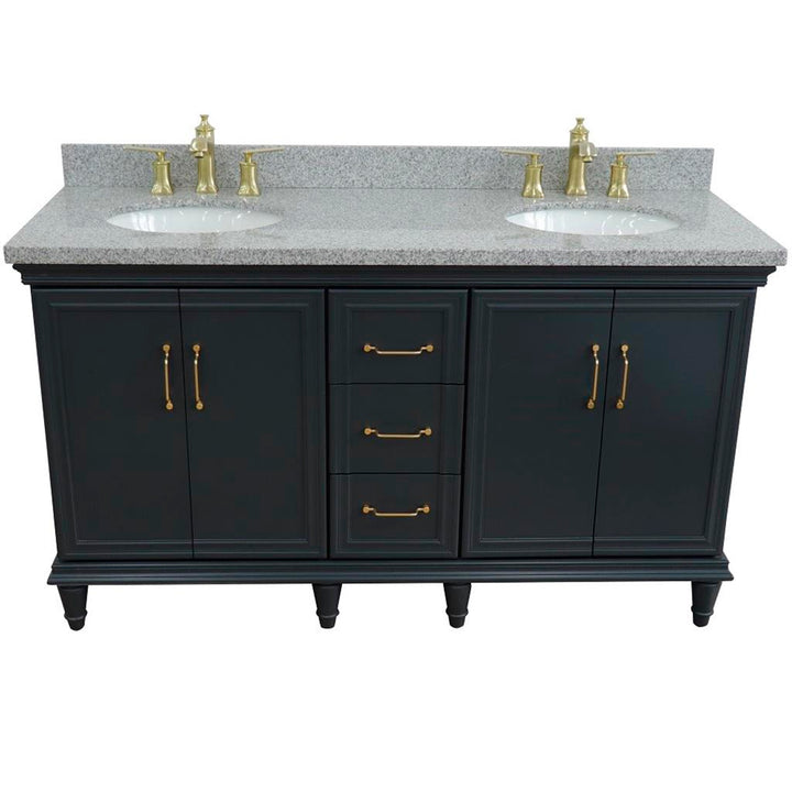 Bellaterra Home, Forli 61" Dark Gray Double Vanity, Oval Sink, Gray Granite#top-options_gray-granite-top