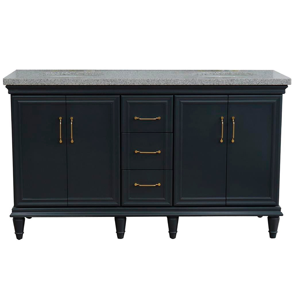 Bellaterra Home, Forli 61" Dark Gray Double Vanity, Oval Sink, Gray Granite#top-options_gray-granite-top