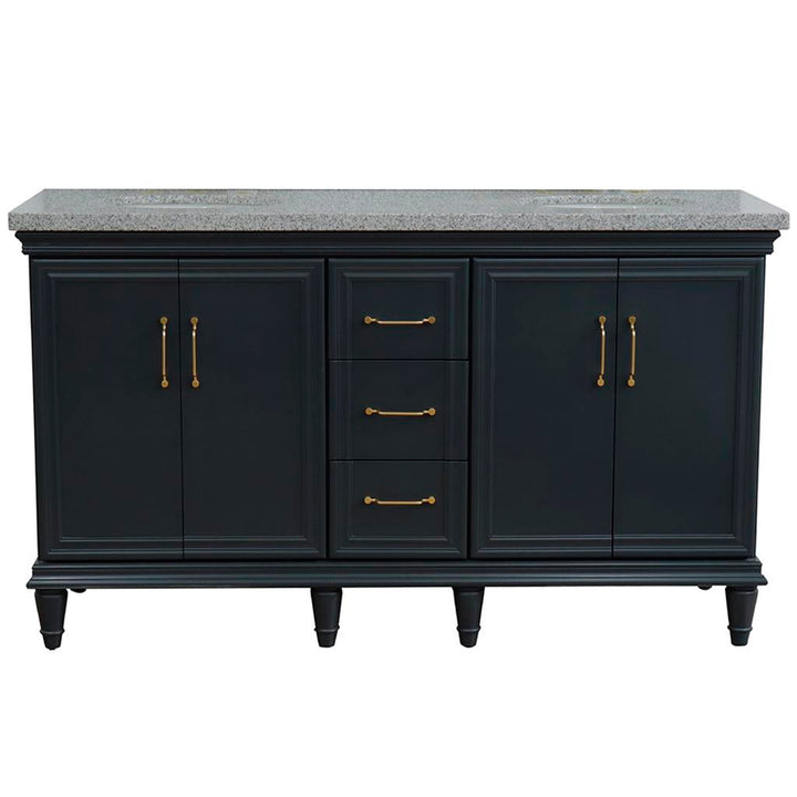 Bellaterra Home, Forli 61" Dark Gray Double Vanity, Oval Sink, Gray Granite#top-options_gray-granite-top