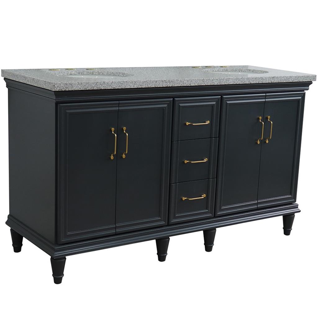 Bellaterra Home, Forli 61" Dark Gray Double Vanity, Oval Sink, Gray Granite#top-options_gray-granite-top