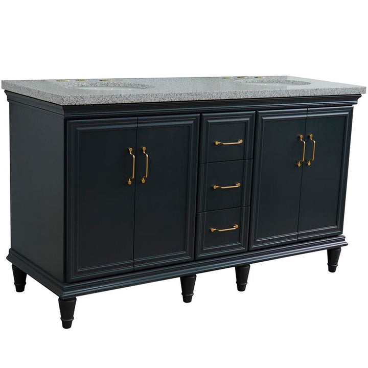 Bellaterra Home, Forli 61" Dark Gray Double Vanity, Oval Sink, Gray Granite#top-options_gray-granite-top