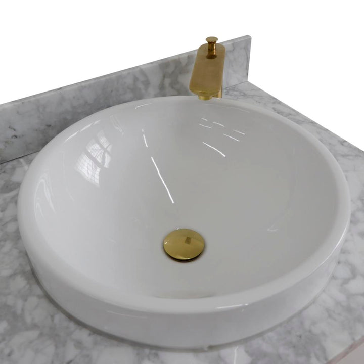 Bellaterra Home, Forli 61" White Double Vanity, Round Sink, White Carrara Marble#top-options_white-carrara-marble-top