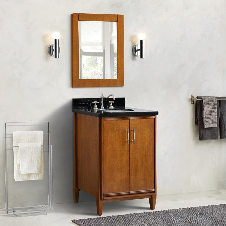 Bellaterra Home, MCM 25" Walnut Vanity, Oval Sink, Black Galaxy Granite#top-options_black-galaxy-granite-top