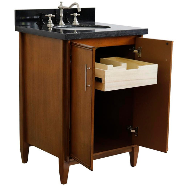 Bellaterra Home, MCM 25" Walnut Vanity, Oval Sink, Black Galaxy Granite#top-options_black-galaxy-granite-top