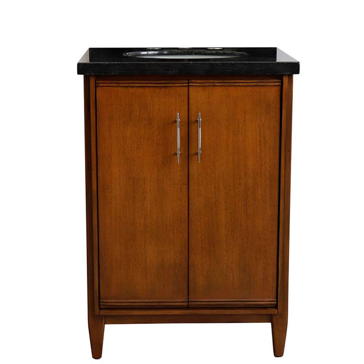 Bellaterra Home, MCM 25" Walnut Vanity, Oval Sink, Black Galaxy Granite#top-options_black-galaxy-granite-top