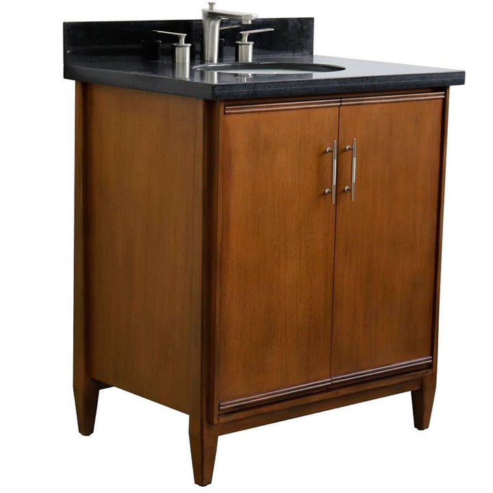 Bellaterra Home, MCM 31" Walnut Vanity, Oval Sink, Black Galaxy Granite#top-options_black-galaxy-granite-top