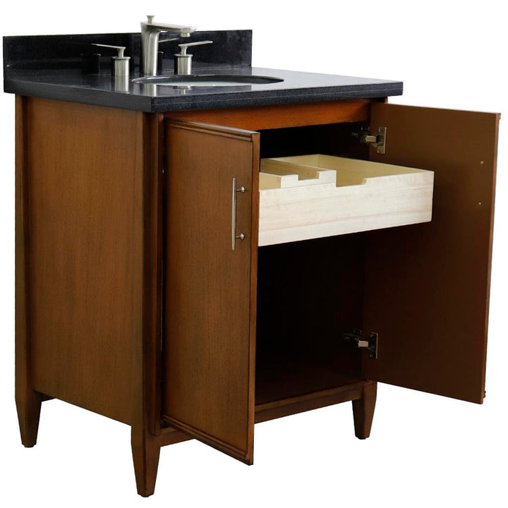 Bellaterra Home, MCM 31" Walnut Vanity, Oval Sink, Black Galaxy Granite#top-options_black-galaxy-granite-top