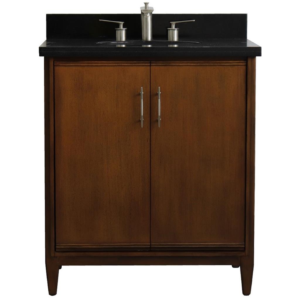 Bellaterra Home, MCM 31" Walnut Vanity, Oval Sink, Black Galaxy Granite#top-options_black-galaxy-granite-top