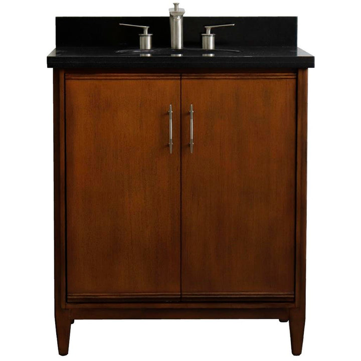 Bellaterra Home, MCM 31" Walnut Vanity, Oval Sink, Black Galaxy Granite#top-options_black-galaxy-granite-top