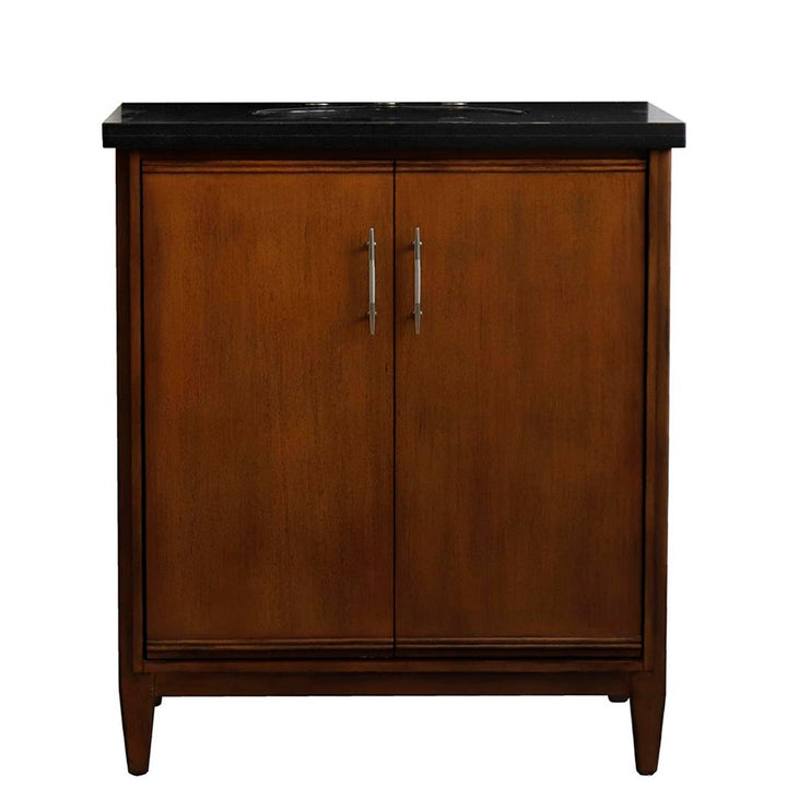 Bellaterra Home, MCM 31" Walnut Vanity, Oval Sink, Black Galaxy Granite#top-options_black-galaxy-granite-top