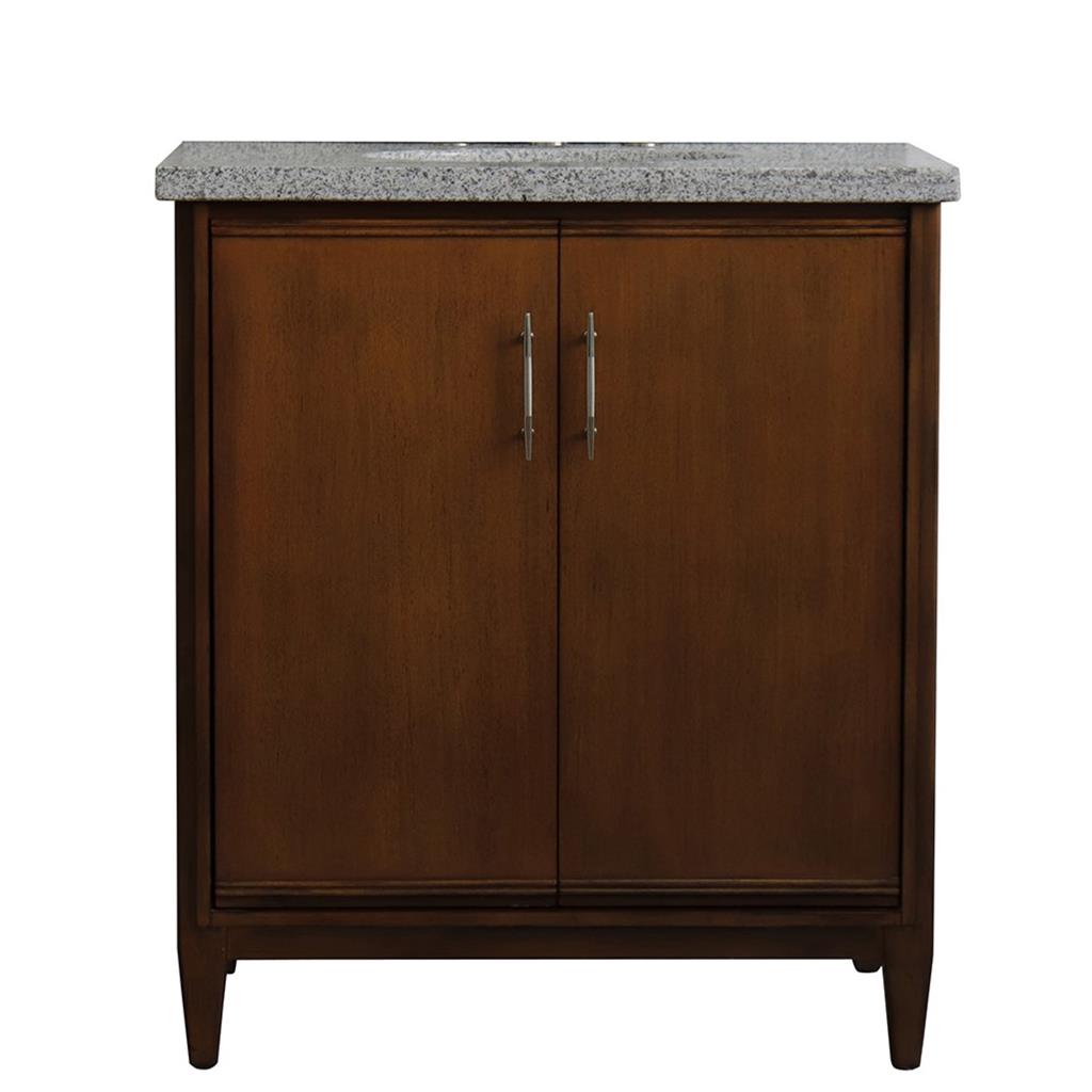 Bellaterra Home, MCM 31" Walnut Vanity, Oval Sink, Gray Granite#top-options_gray-granite-top
