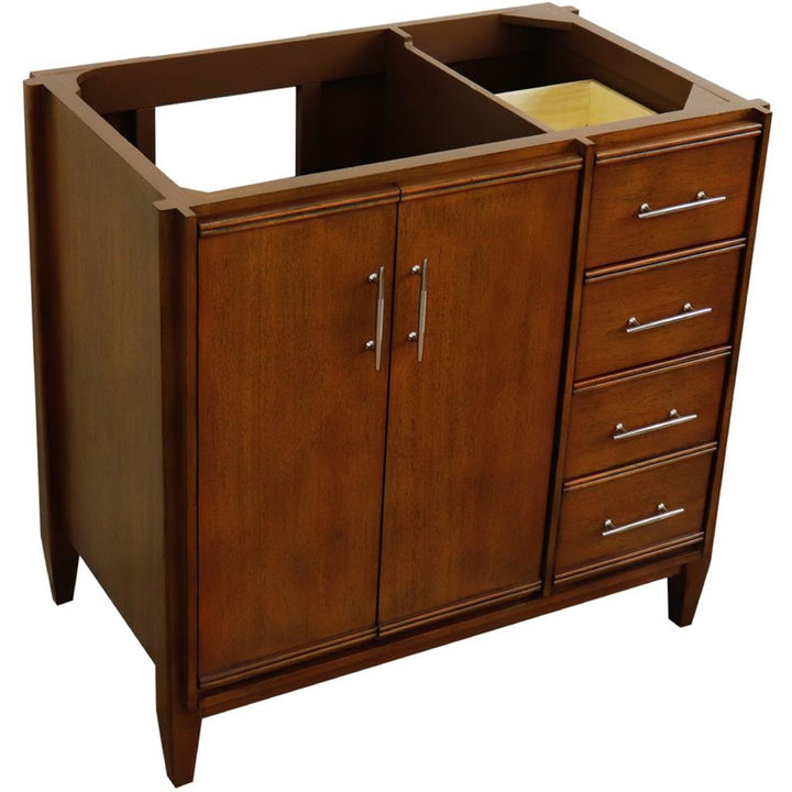 Bellaterra Home, MCM 36" Walnut Vanity, Door on Left, Cabinet Only, Cabinet Only (No Top)#top-options_cabinet-only-(no-top)-top