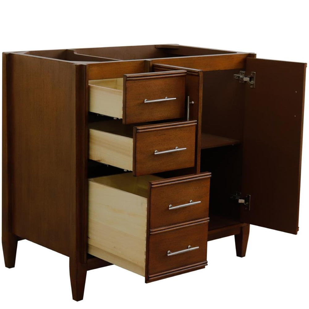 Bellaterra Home, MCM 36" Walnut Vanity, Door on Right, Cabinet Only, Cabinet Only (No Top)#top-options_cabinet-only-(no-top)-top