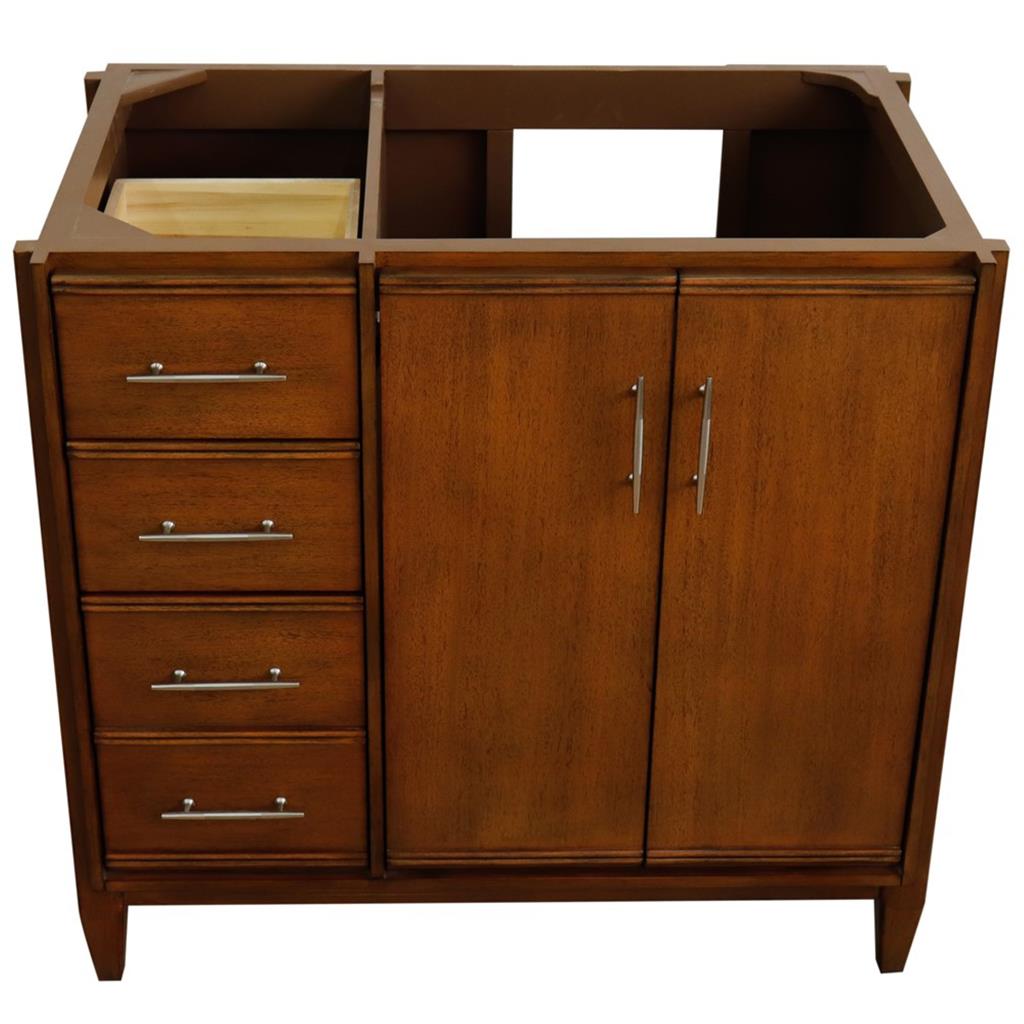 Bellaterra Home, MCM 36" Walnut Vanity, Door on Right, Cabinet Only, Cabinet Only (No Top)#top-options_cabinet-only-(no-top)-top