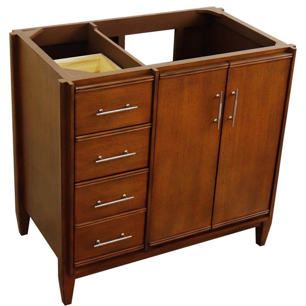 Bellaterra Home, MCM 36" Walnut Vanity, Door on Right, Cabinet Only, Cabinet Only (No Top)#top-options_cabinet-only-(no-top)-top