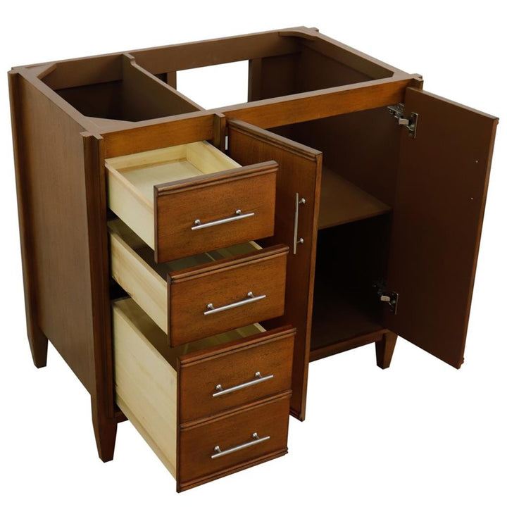 Bellaterra Home, MCM 36" Walnut Vanity, Door on Right, Cabinet Only, Cabinet Only (No Top)#top-options_cabinet-only-(no-top)-top