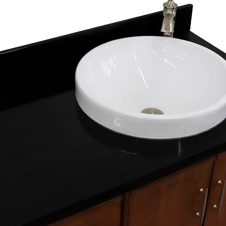 Bellaterra Home, MCM 37" Walnut Vanity, Door on Right, Round Sink on Right, Black Galaxy Granite#top-options_black-galaxy-granite-top