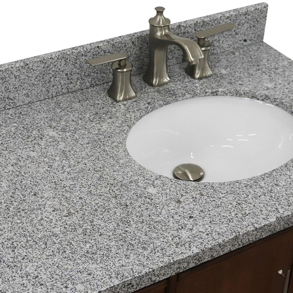 Bellaterra Home, MCM 37" Walnut Vanity, Door on Right, Oval Sink on Right, Gray Granite#top-options_gray-granite-top