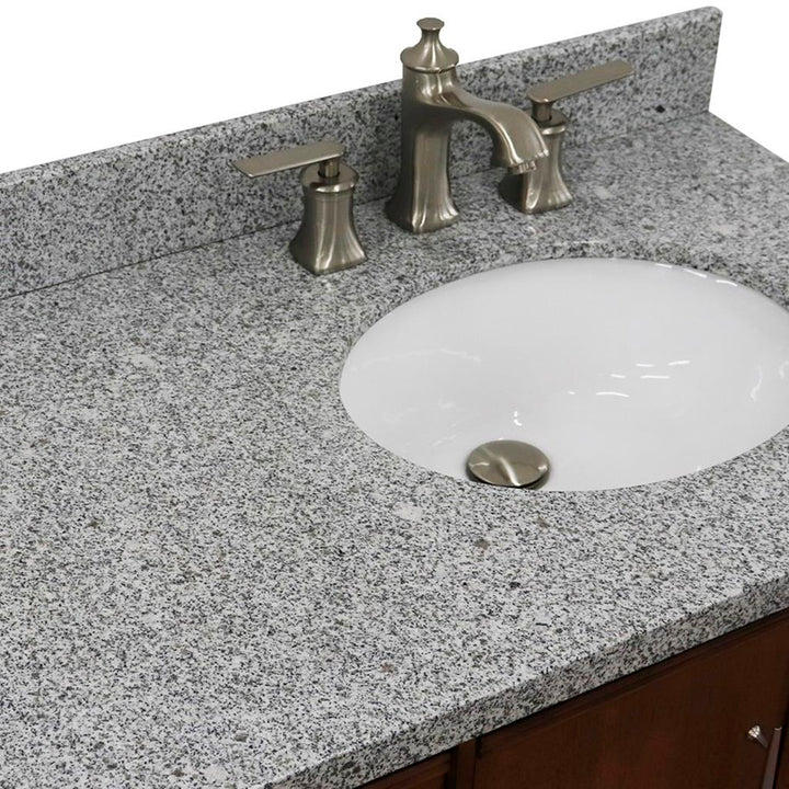 Bellaterra Home, MCM 37" Walnut Vanity, Door on Right, Oval Sink on Right, Gray Granite#top-options_gray-granite-top