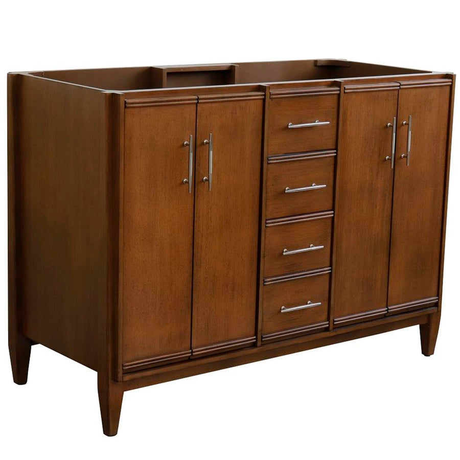 Bellaterra Home, MCM 48" Walnut Double Vanity, Cabinet Only, Cabinet Only (No Top)#top-options_cabinet-only-(no-top)-top